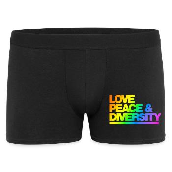 Typo Love Peace Diversity Rainbow - Männer Boxer Shorts - Schwarz - Vorne