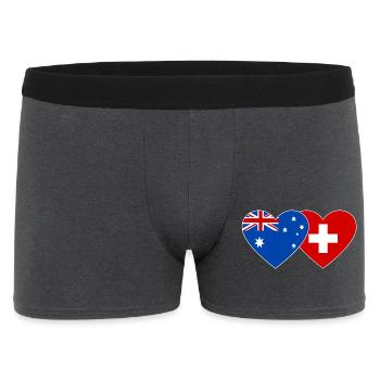 Australie Suisse Drapeau Coeur Drapeau - Boxer Homme - charbon - Devant