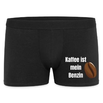 Kaffee ist mein Benzin - Männer Boxer Shorts - Schwarz - Vorne