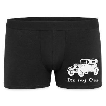 Vintage car motif with lettering - Men's Boxer Shorts - black - Front