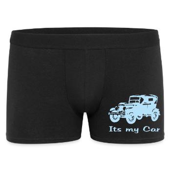 Oldtimer motiv mit Schrift - Männer Boxer Shorts - Schwarz - Vorne