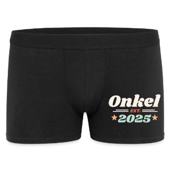 Onkel Est 2025 Ich werde Onkel Retro Style - Männer Boxer Shorts - Schwarz - Vorne