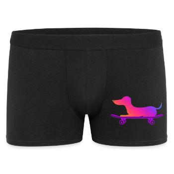 Dackel mit Skateboard - Männer Boxer Shorts - Schwarz - Vorne