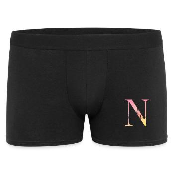 N | Monogramm | Name | Nika |Watercolor - Männer Boxer Shorts - Schwarz - Vorne
