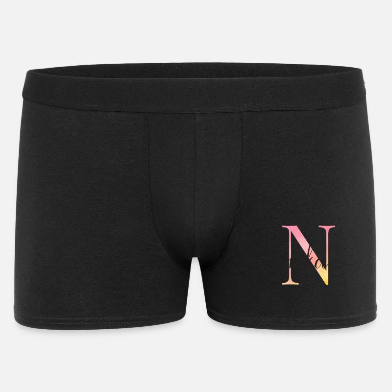 N | Monogramme | Nom | Nika |Aquarelle - Boxer Homme - noir