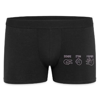Schere Stein Papier Spiel Handspiel Silhouette - Männer Boxer Shorts - Schwarz - Vorne