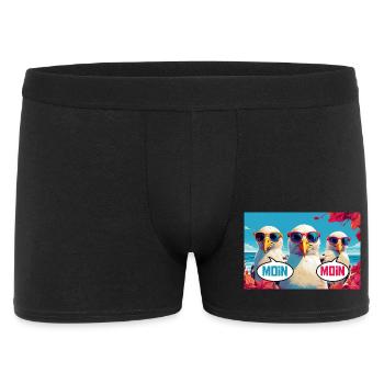 Moin Moin Möwen - Männer Boxer Shorts - Schwarz - Vorne