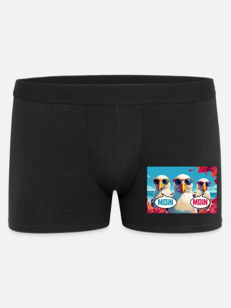Moin Moin Möwen - Männer Boxer Shorts - Schwarz