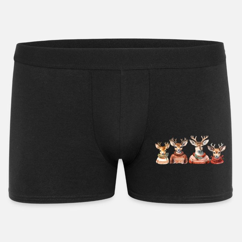Rentierquartett Strickpullover - Männer Boxer Shorts - Schwarz