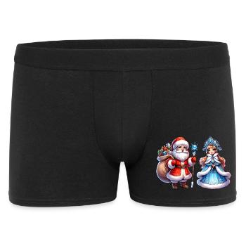 Ded Moroz Snegurotschka russischer Weihnachtsmann - Männer Boxer Shorts - Schwarz - Vorne
