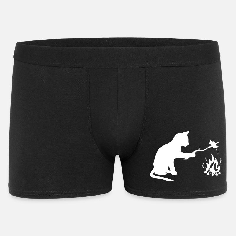 Chat au barbecue, camping, BBQ - Boxer Homme - noir