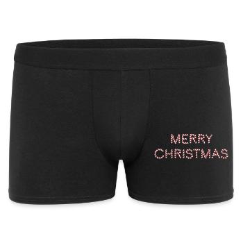 Zuckerstangen Merry Christmas Schriftzug - Männer Boxer Shorts - Schwarz - Vorne