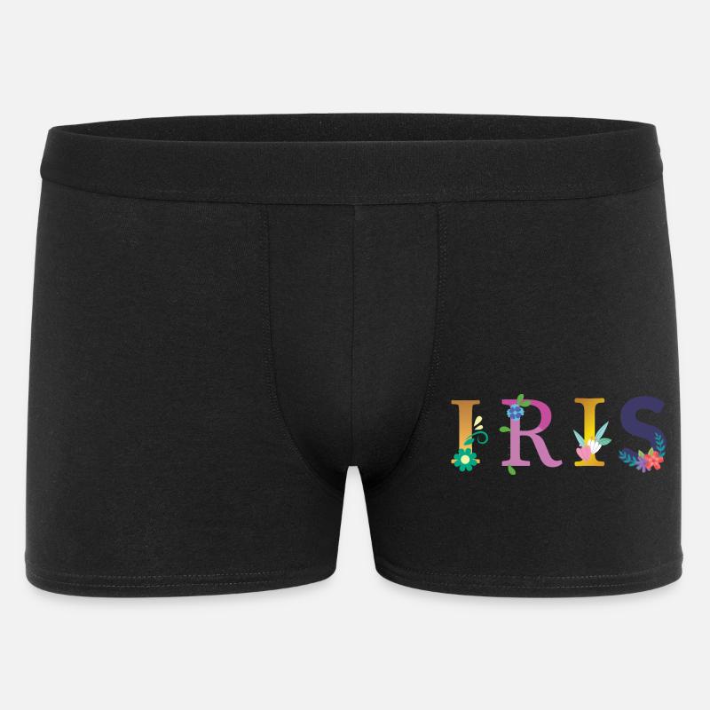 IRIS Name mit Blumen geschmückt - Männer Boxer Shorts - Schwarz