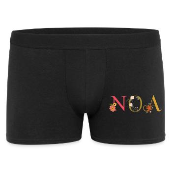 Nom de l’ANO décoré de fleurs - Boxer Homme - noir - Devant