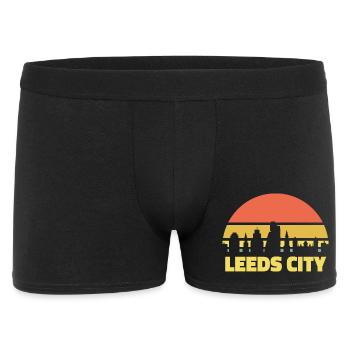Leeds City Skyline Retro Sunset Silhouette - Men's Boxer Shorts - black - Front