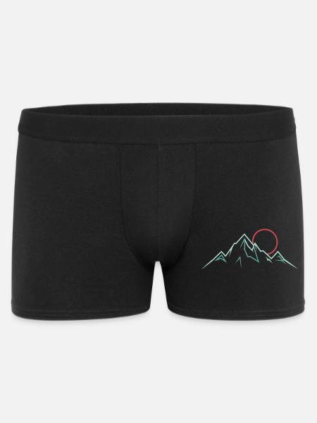 Minimalist Mountain Range with Rising Sun - Men's Boxer Shorts - black