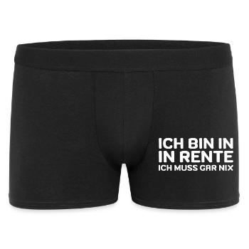 Ich bin in Rente ich muss gar nix Rente Ruhestand - Männer Boxer Shorts - Schwarz - Vorne
