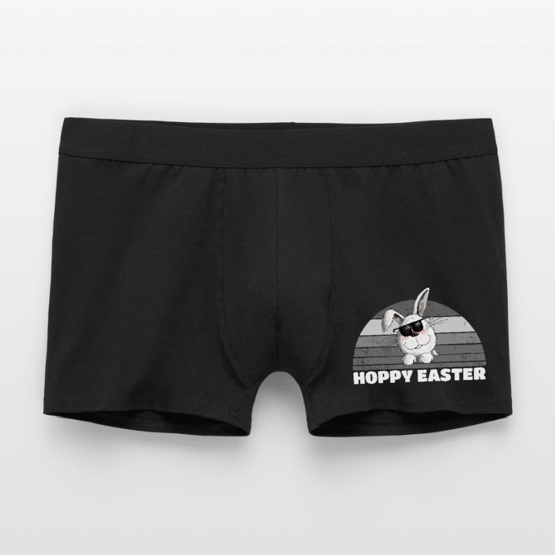 Retro Hoppy Easter Cool Easter Bunny Easter Saying Men's Boxer Shorts