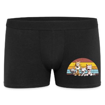 Drollige Katzen Cartoon Vintage Katzenliebhaber - Männer Boxer Shorts - Schwarz - Vorne
