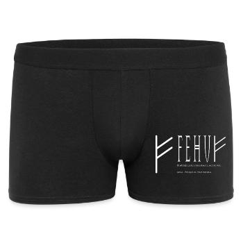 Fehu Schriftzug Design weiß - Männer Boxer Shorts - Schwarz - Vorne