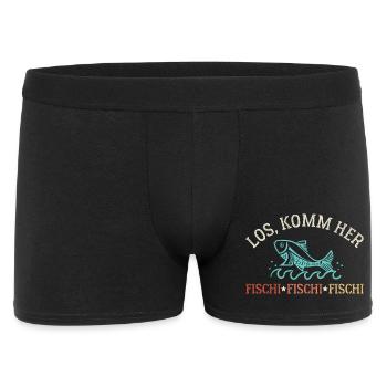 Komm Her Fischi Sportangler Angeln Fischen - Männer Boxer Shorts - Schwarz - Vorne