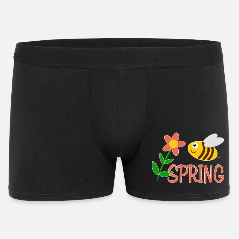 Spring motif with bee - Men's Boxer Shorts - black
