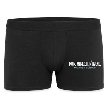 Moin Mahlzeit N'Abend – Norddeutscher Humor - Männer Boxer Shorts - Schwarz - Vorne