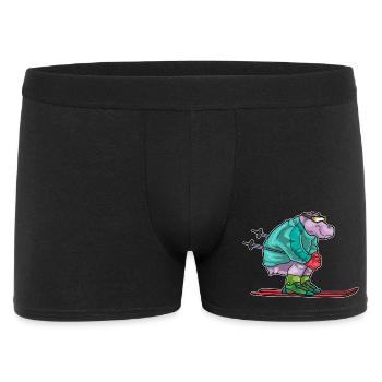 Hippopotame skieur ski sports d’hiver - Boxer Homme - noir - Devant