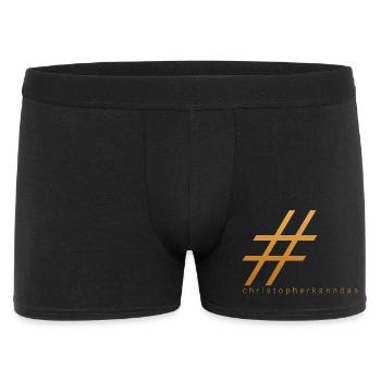 Christopher kann das Rautenmuster in Gold - Männer Boxer Shorts - Schwarz - Vorne