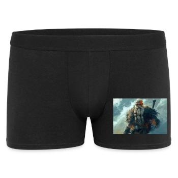Poster Illustration Wikinger - Männer Boxer Shorts - Schwarz - Vorne