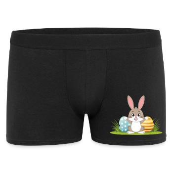 Happy Easter bunny with colorful Easter eggs - Men's Boxer Shorts - black - Front
