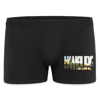 Hamburg Rathaus Skyline Kunst – Stadtbild Design - Männer Boxer Shorts - Schwarz - Vorne