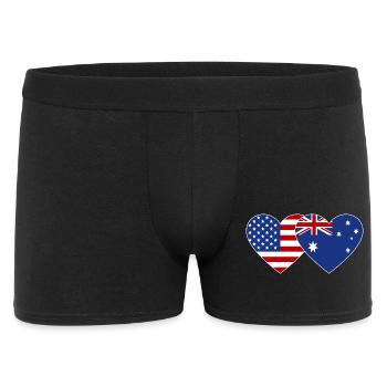 USA Australia Flag Heart Shape - Men's Boxer Shorts - black - Front