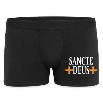 Sancte Deus Kreuz Religiöses Design - Männer Boxer Shorts - Schwarz - Vorne