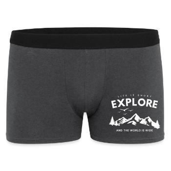 Explore Adventure Quote - Men's Boxer Shorts - charcoal grey - Front