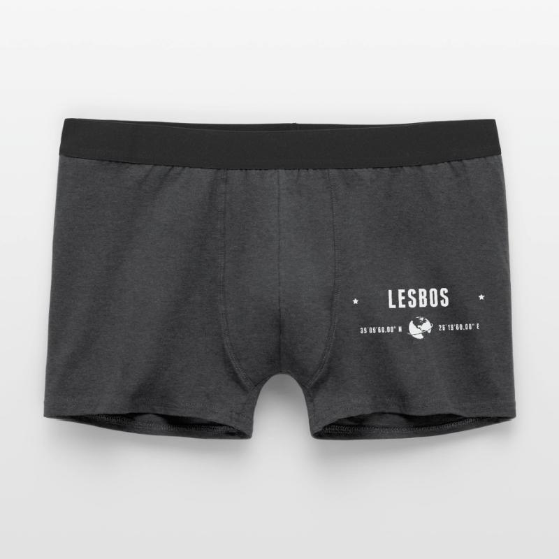 Lesbos Stylized Geographical Coordinates Men's Boxer Shorts