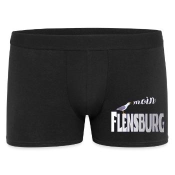 Flensburg Möwe & Moin Design - Männer Boxer Shorts - Schwarz - Vorne