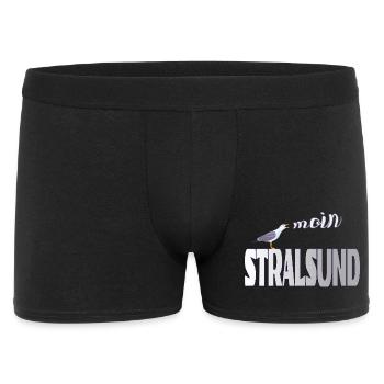Stralsund Möwe & Moin Ostsee - Männer Boxer Shorts - Schwarz - Vorne
