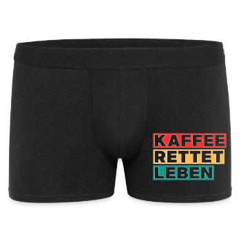 Kaffee rettet Leben - Männer Boxer Shorts - Schwarz - Vorne