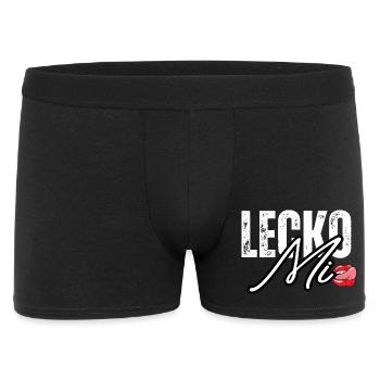 Lederoptik mit Lippenakzent - Männer Boxer Shorts - Schwarz - Vorne