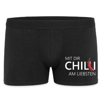 mit dir chilli am liebsten chili chillen - Männer Boxer Shorts - Schwarz - Vorne