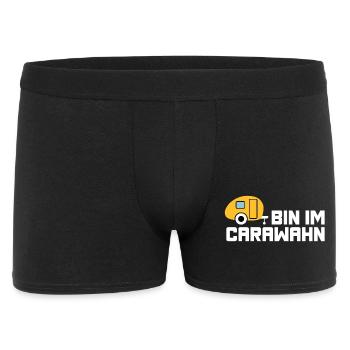 Caravan Wohnwagen Camping coole Sprüche Wahnsinn - Männer Boxer Shorts - Schwarz - Vorne