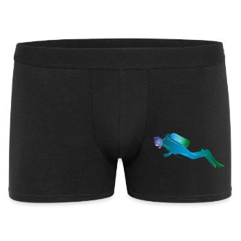 Silhouette de plongeur dans les tons bleu-vert - Boxer Homme - noir - Devant