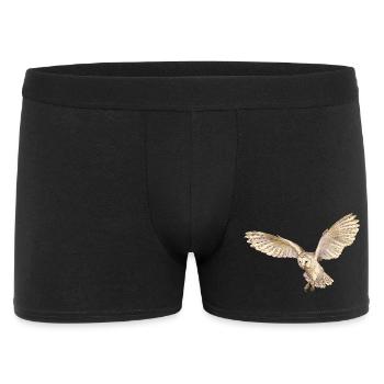 Wunderschöne Schleiereule im Flug - Männer Boxer Shorts - Schwarz - Vorne