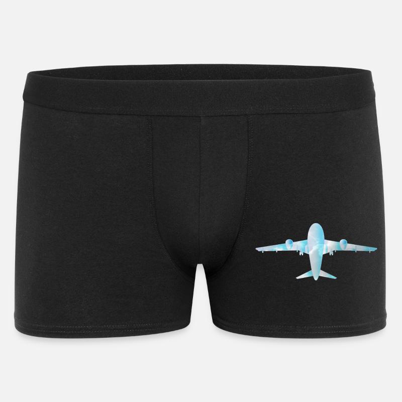 Passenger plane with cloud pattern - Men's Boxer Shorts - black
