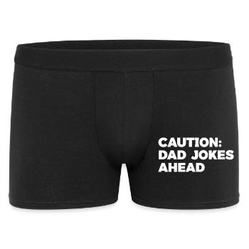 Humorous Dad Jokes Caution Graphic Tee - Men's Boxer Shorts - black - Front