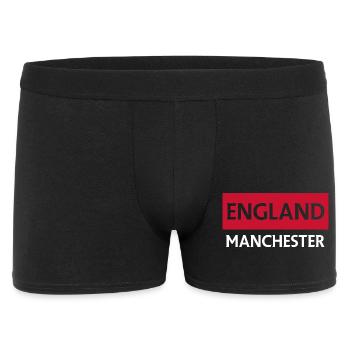 Englisches Manchester-Motiv mit Skyline der Stadt - Männer Boxer Shorts - Schwarz - Vorne