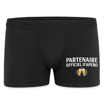 Duo Partenaire Officiel Apéro Couple Humour Apéro - Boxer Homme - noir - Devant