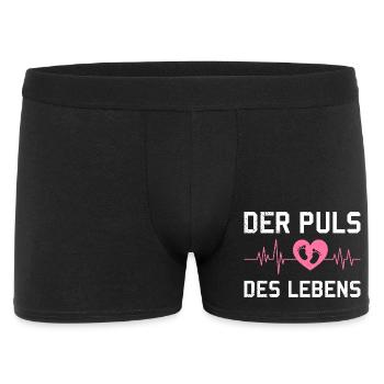 Werdende Mutter DER PULS DES LEBENS Lustig - Männer Boxer Shorts - Schwarz - Vorne