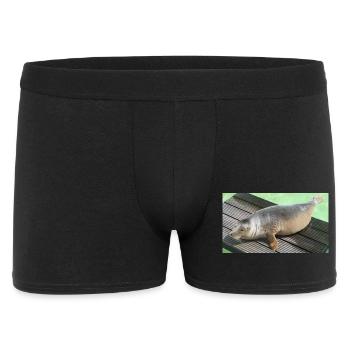 Robbenjunges auf Texel - Männer Boxer Shorts - Schwarz - Vorne